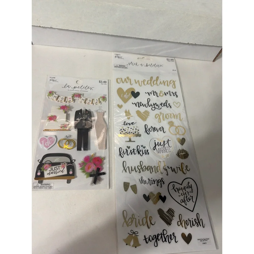 The Paper Studio Wedding Stickers La Petites Dimensional Gold Foil 2 Pack Set